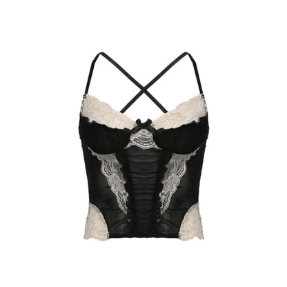 Coquette Vintage Lace Camisole - Black / S - Camisoles &