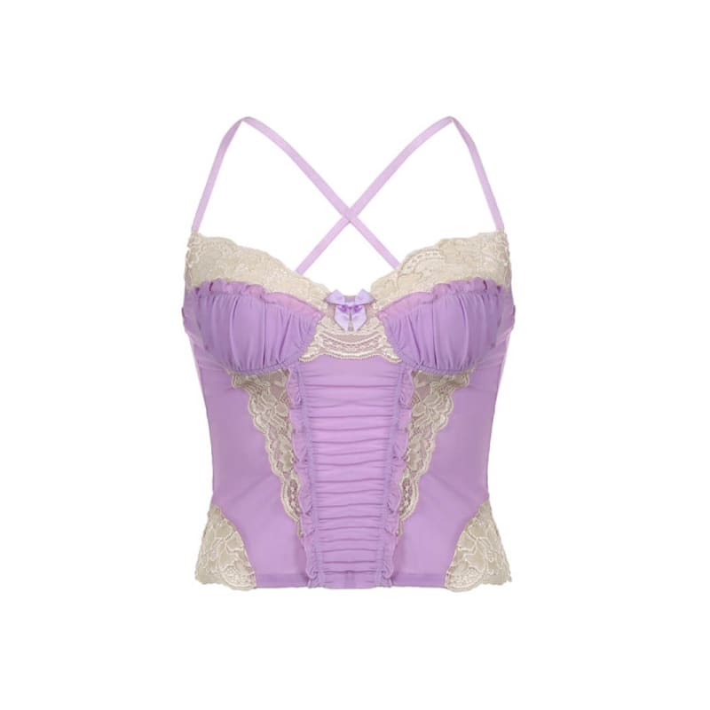 Coquette Vintage Lace Camisole - Purple / S - Camisoles &