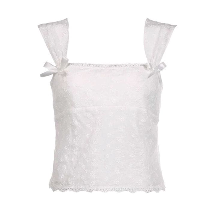 Coquette White Lace Top - Tops