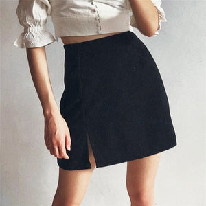 Cord Short Skirt - Skirt