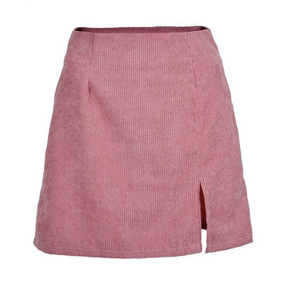 Cord Short Skirt - Skirt