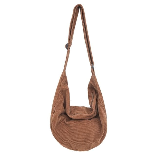 Corduroy Zip Crossbody Bag - Brown / One Size