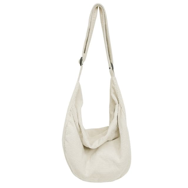 Corduroy Zip Crossbody Bag - White / One Size