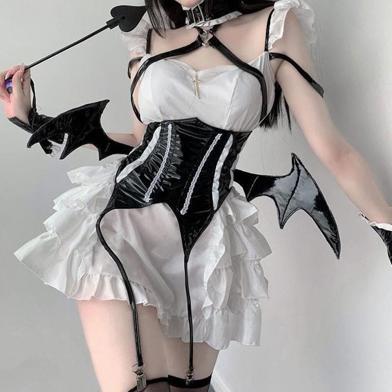 Cosplay Devil Wings Splice Lolita Maid Dress