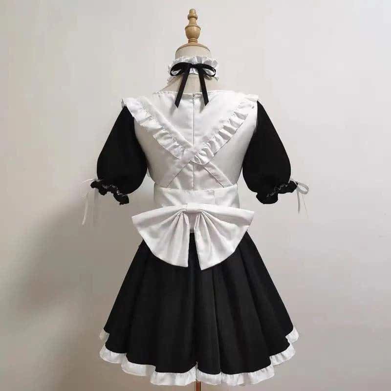 Cosplay Maid Square Collar Bow Knot Lingerie Dress