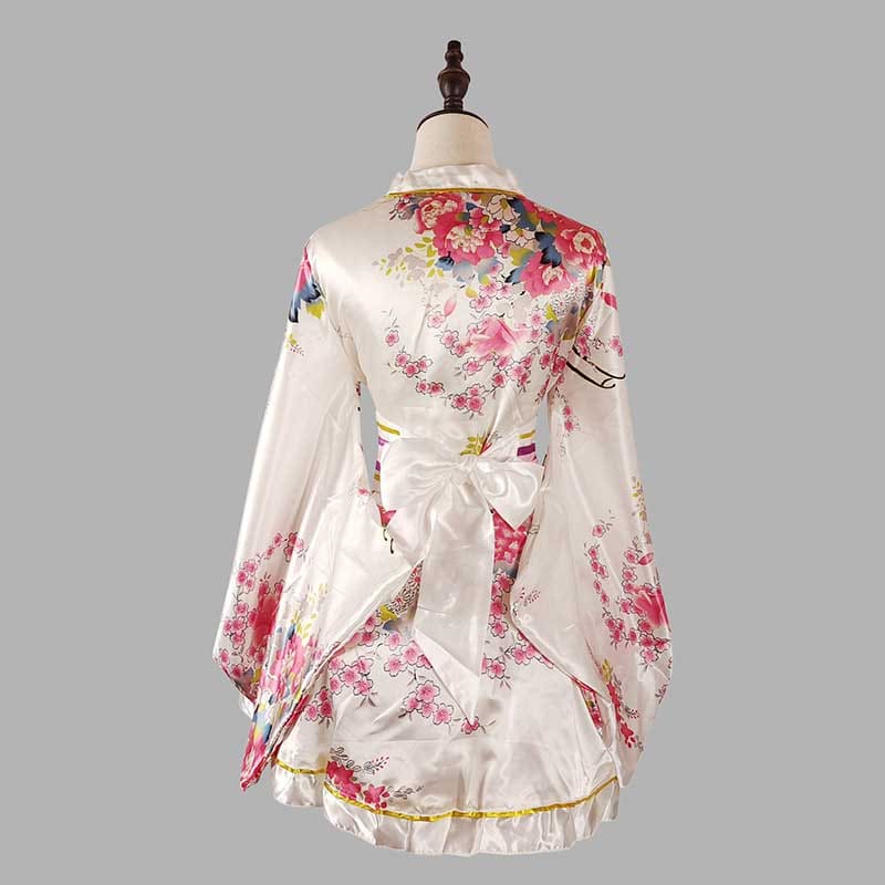 Cosplay Retro Flower Print V-neck Kimono Costume