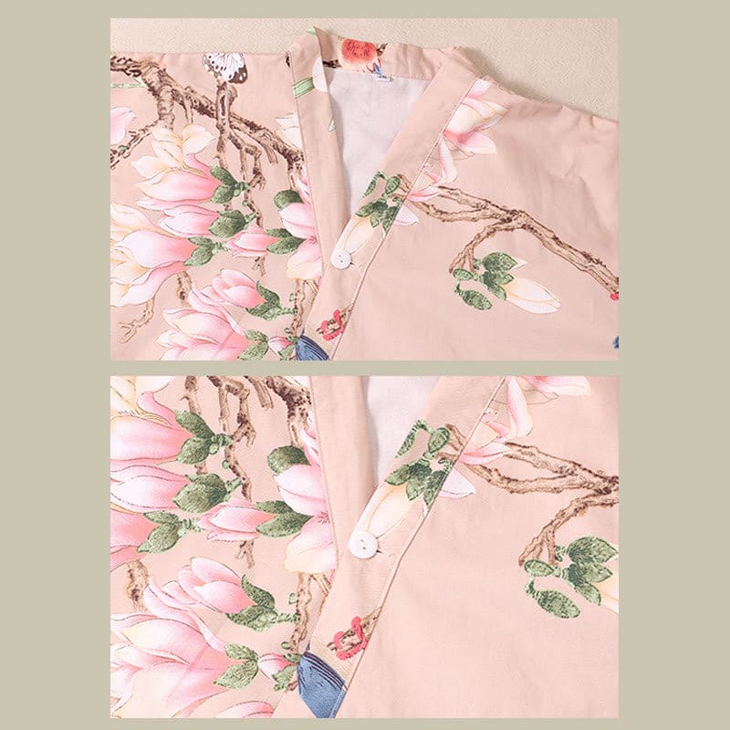 Cotton Pink Flowers Print Pajamas