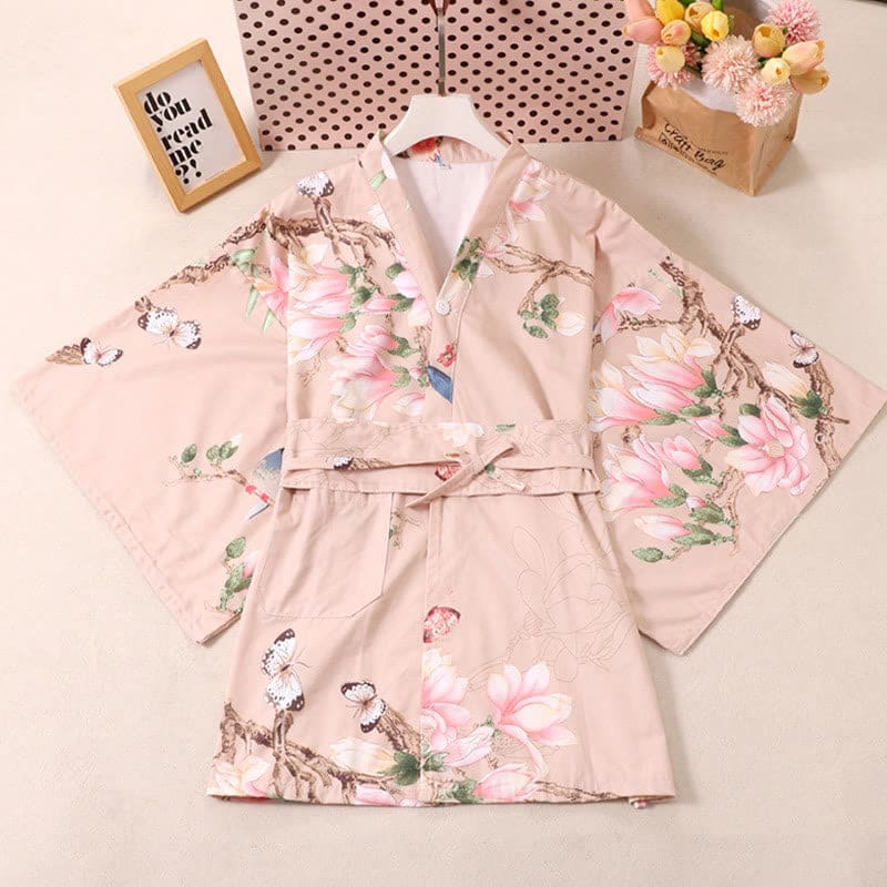 Cotton Pink Flowers Print Pajamas - Pink / XL