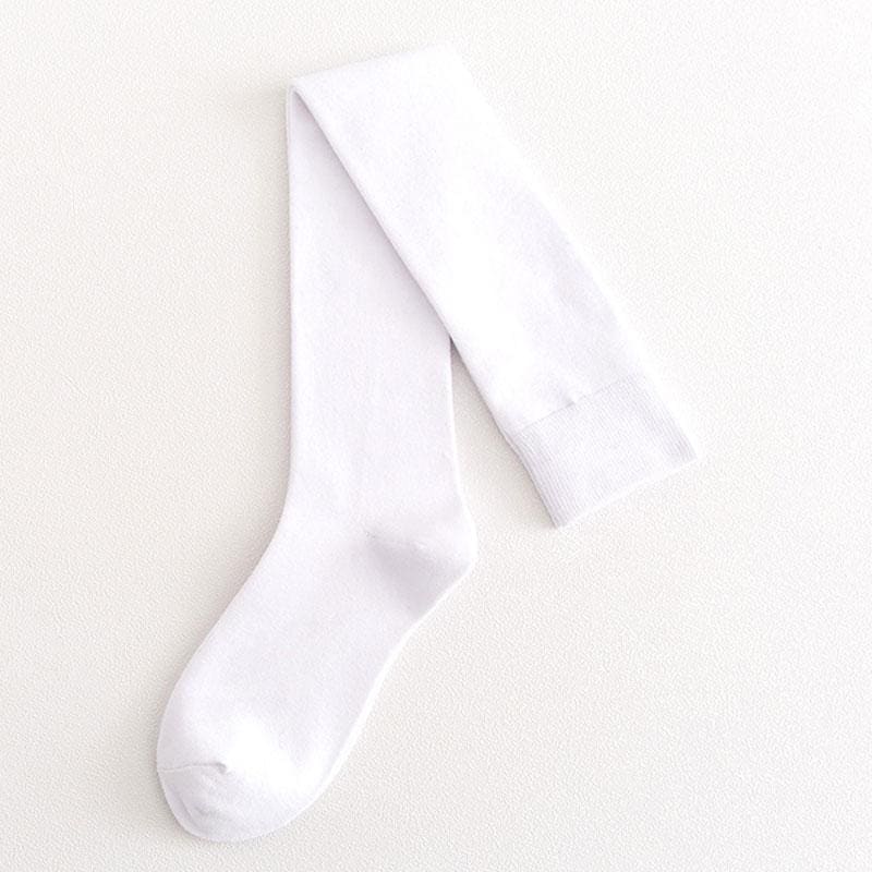 Cotton Stockings Long Over the Knee - White / 53cm