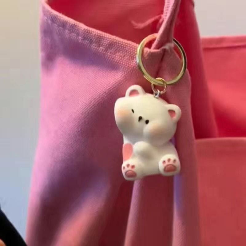 Couple Magnetic Cute Bear Key Chain Pendant - White Bear