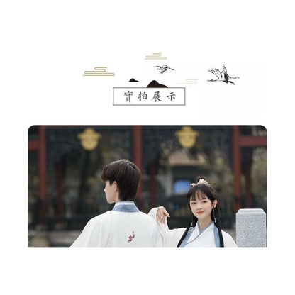 Couple Matching Crane Embroidered Hanfu Costume Set