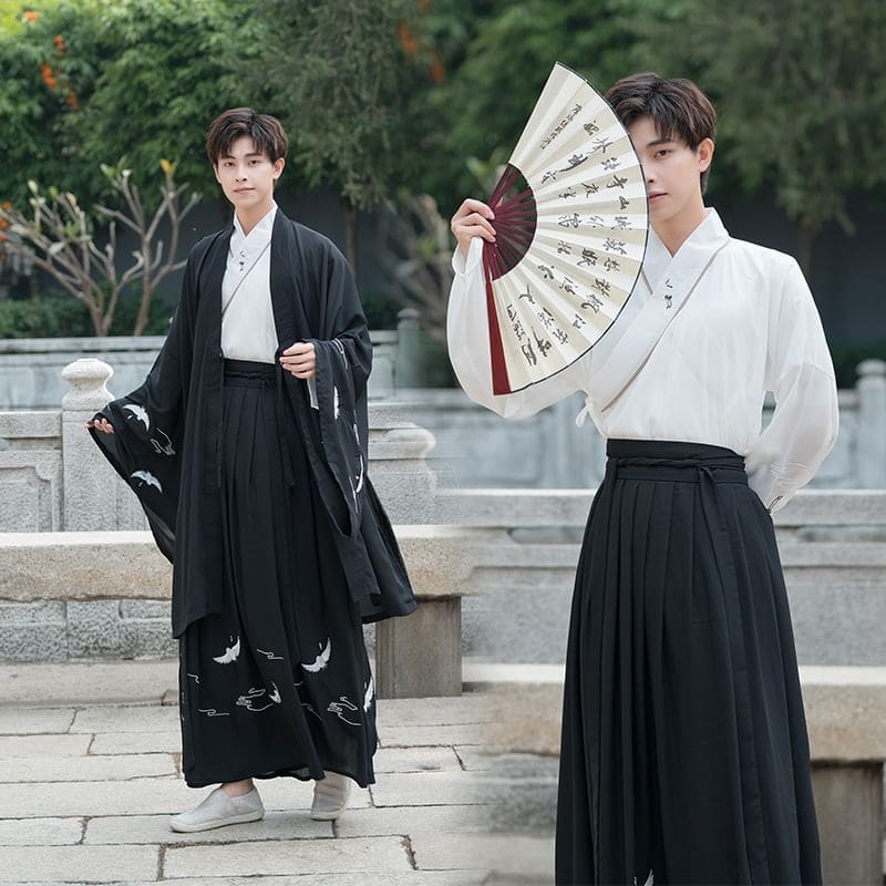 Couple Matching Crane Embroidered Hanfu Jacket / Long