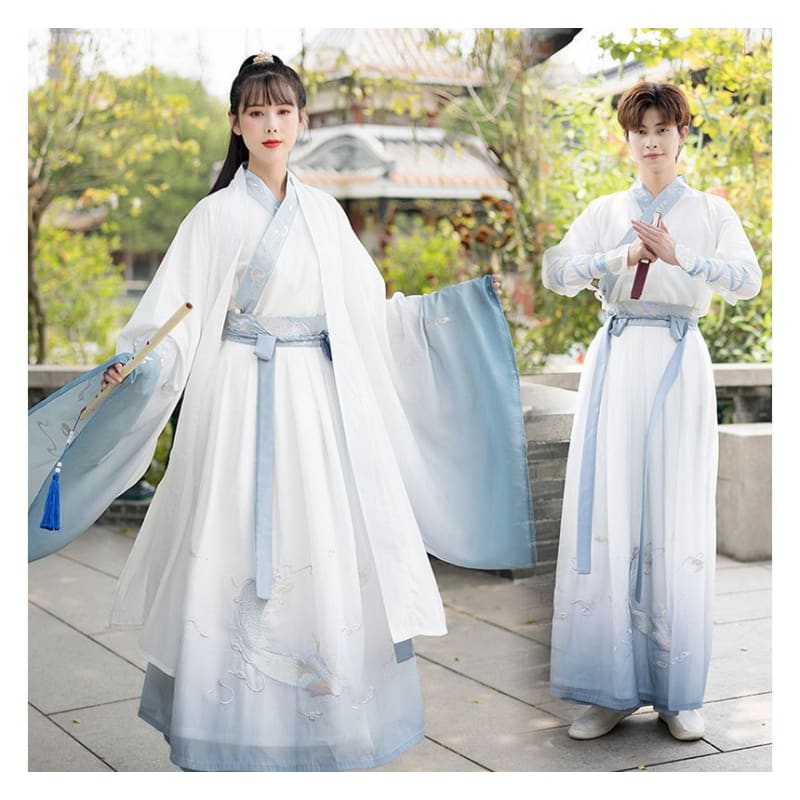 Couple Matching Dragon Embroidered Hanfu Costume / Set