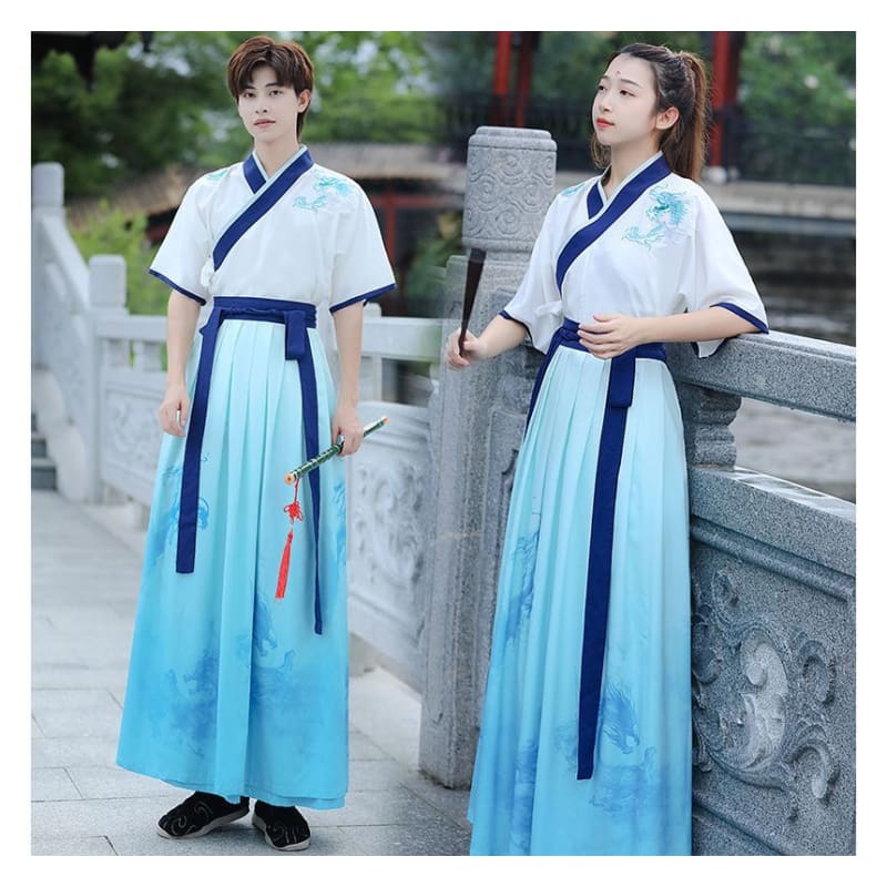 Couple Matching Dragon Print Hanfu Costume Set