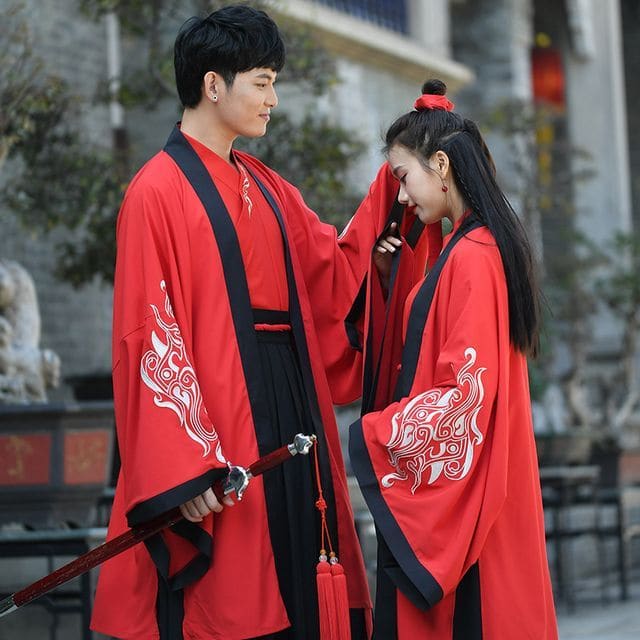 Couple Matching Embroidered Hanfu Costume / Set - Jacket