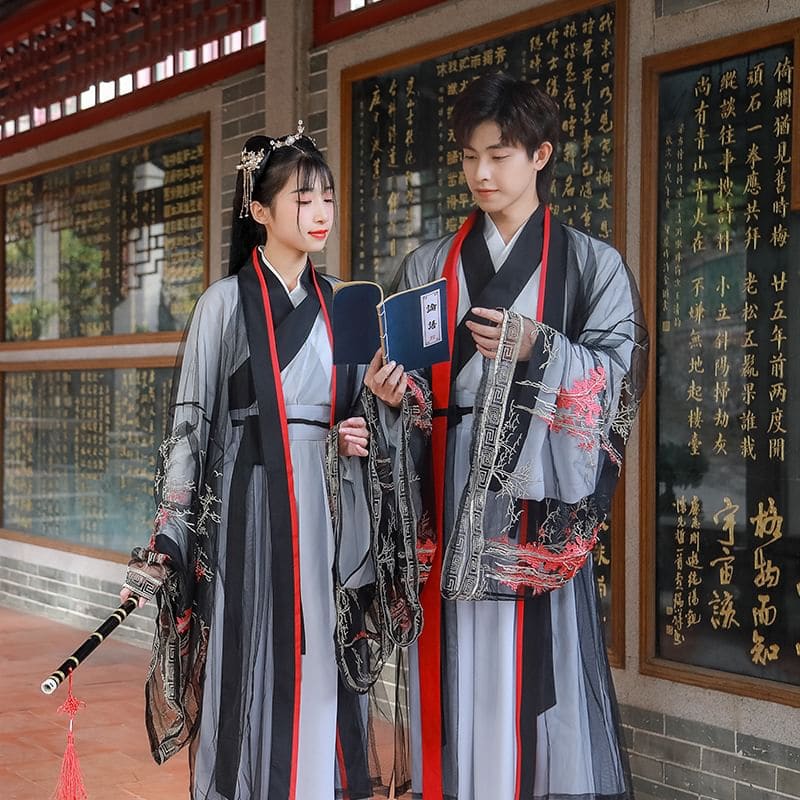 Couple Matching Embroidered Mesh Hanfu Jacket / Top / Long