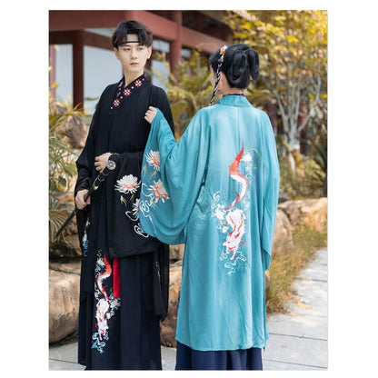 Couple Matching Fox Floral Embroidered Hanfu Jacket / Top