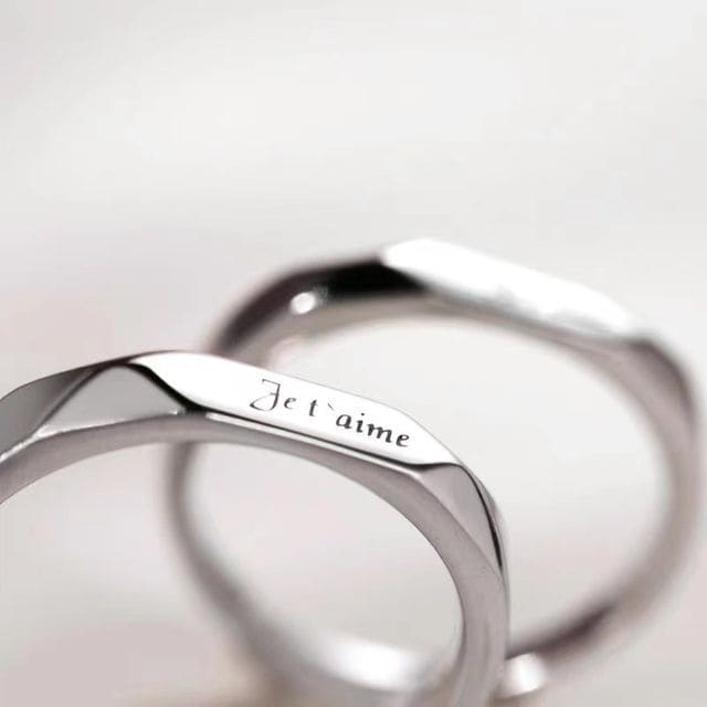 Couple Matching Lettering Alloy Open Ring (Various Designs)