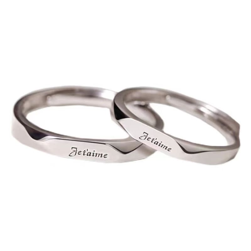 Couple Matching Lettering Alloy Open Ring (Various Designs)