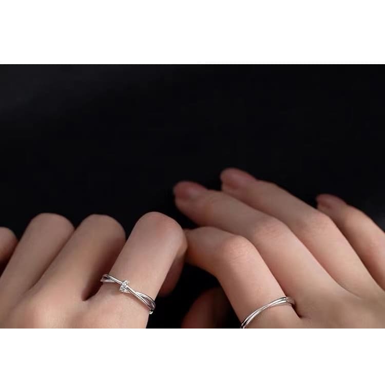 Couple Matching Rhinestone / Layered Alloy Open Ring