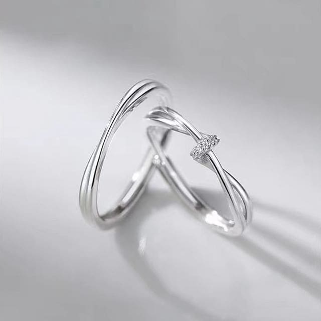 Couple Matching Rhinestone / Layered Alloy Open Ring