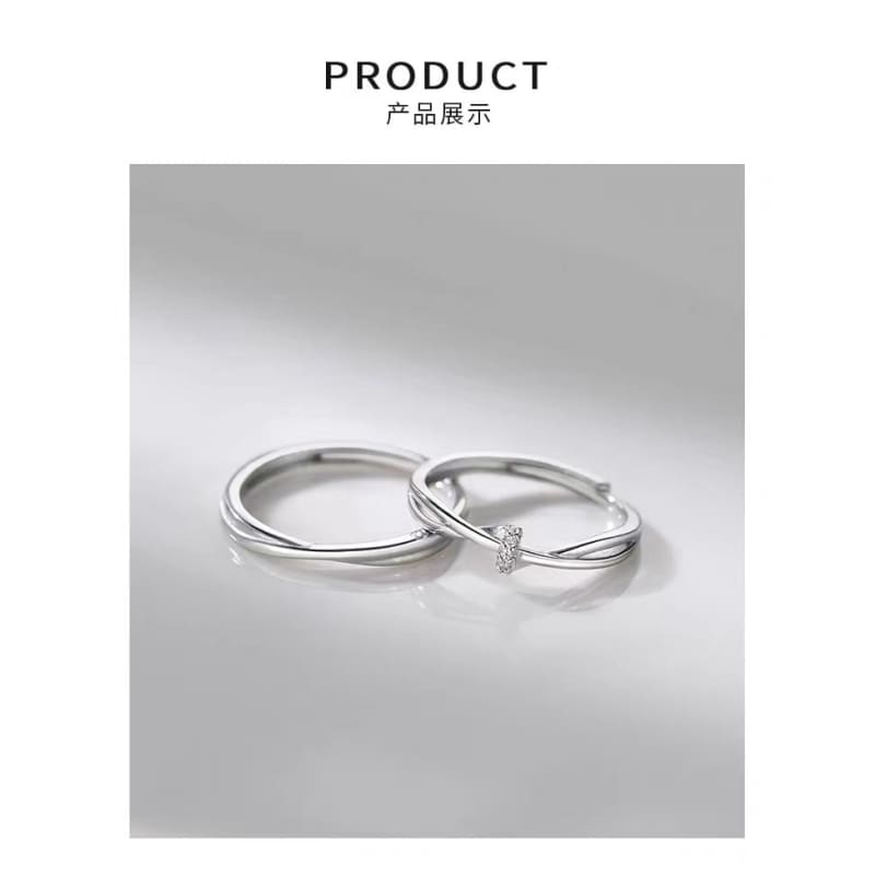 Couple Matching Rhinestone / Layered Alloy Open Ring