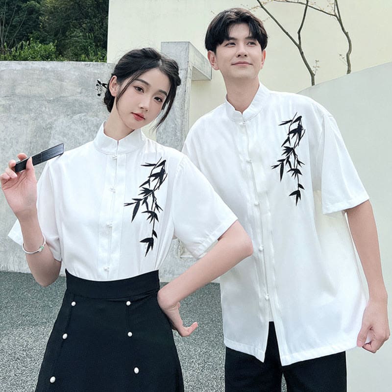 Couple Vintage Leaves Print T-Shirt Skirt Pants