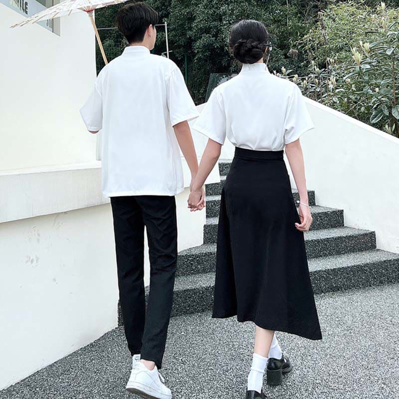 Couple Vintage Leaves Print T-Shirt Skirt Pants