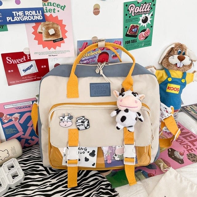 Cow Badge Kawaii Waterproof Backpack BM059