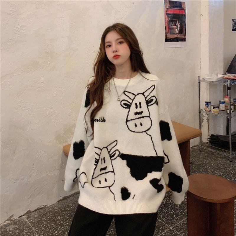 Cow Print Sweater