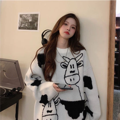 Cow Print Sweater