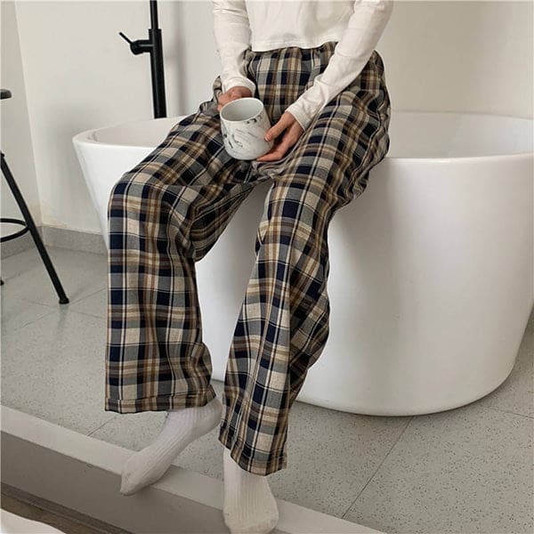 Cozy Up Plaid Trousers - Pants