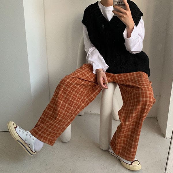 Cozy Up Plaid Trousers - Pants