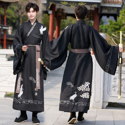 Crane Embroidered Hanfu Costume Set