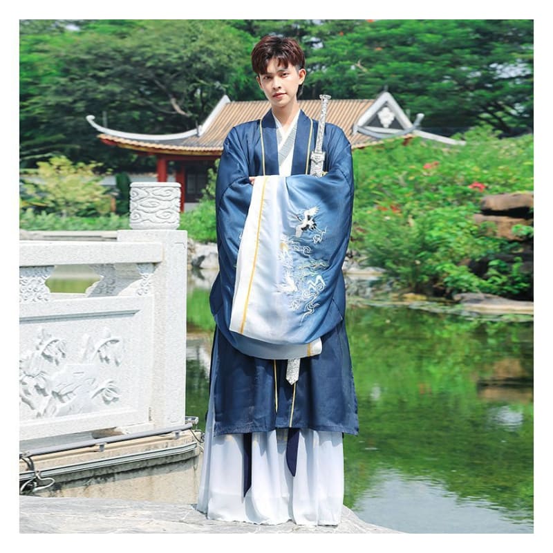 Crane Embroidered Hanfu Jacket / Patterned Blouse / High