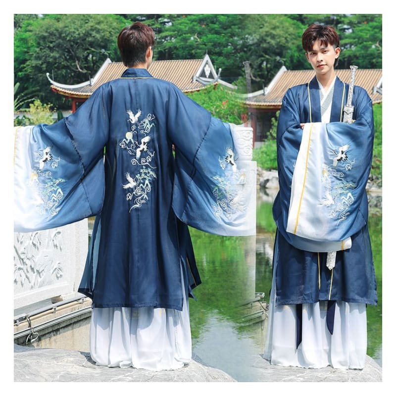 Crane Embroidered Hanfu Jacket / Patterned Blouse / High