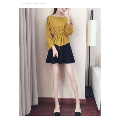 Crew Neck Plain Peplum Sweater