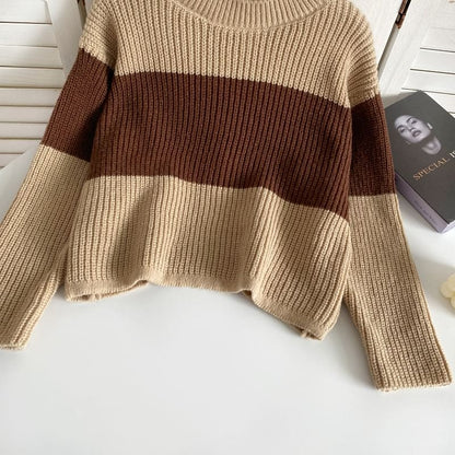 Crew Neck Two Tone Sweater