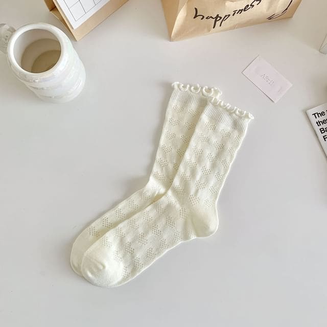 Crew Socks - Love Heart - White / One Size