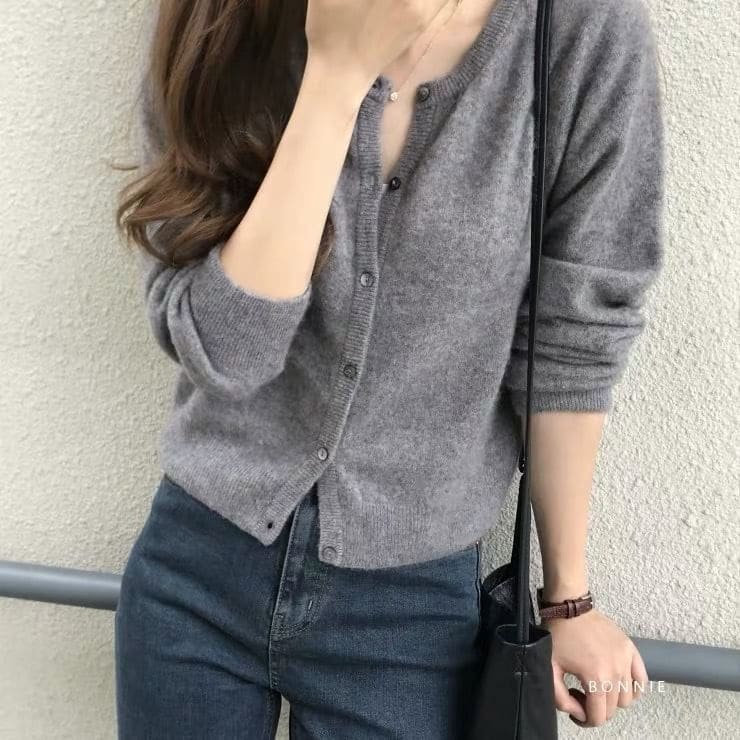 Crewneck Plain Cardigan