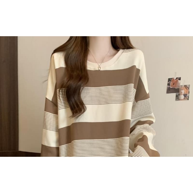 Crewneck Striped Sweater - Clothing