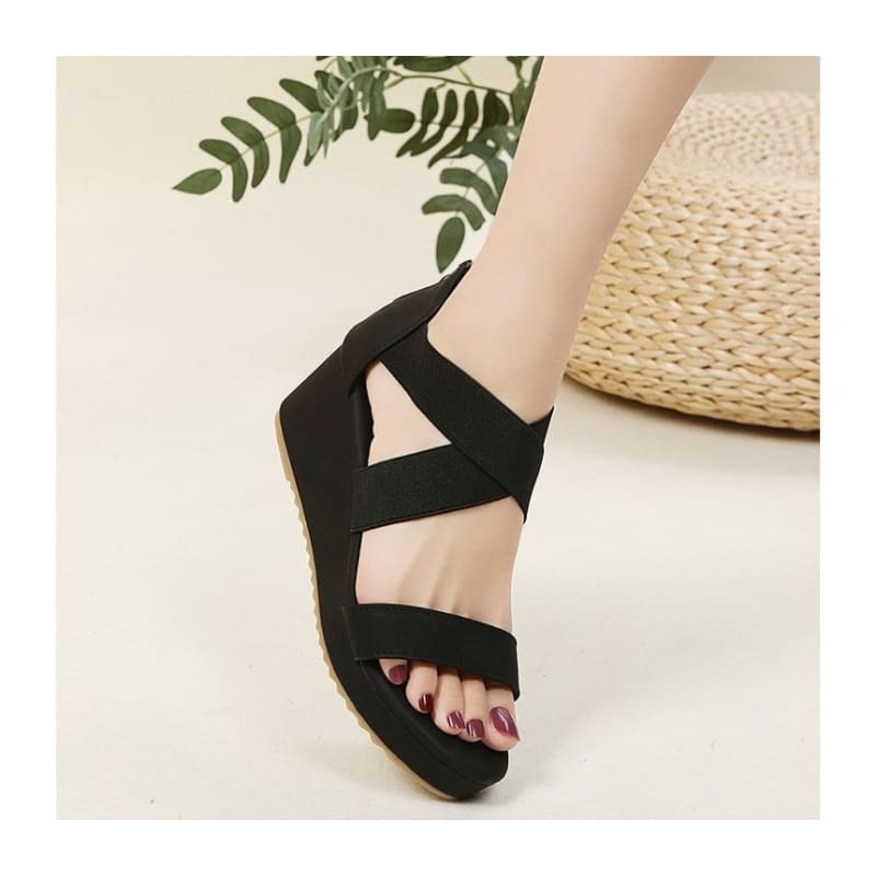 Criss Cross Wedge Sandals