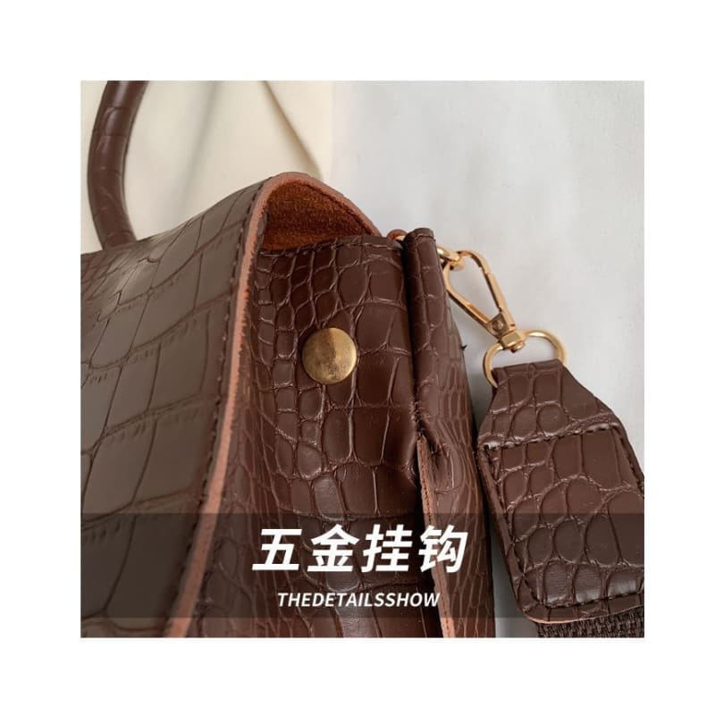 Crocodile Grain Flap Tote Bag