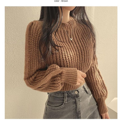 Cropped Crochet-Knit Sweater