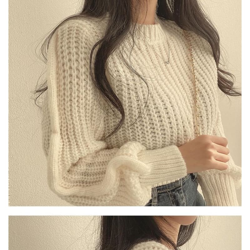 Cropped Crochet-Knit Sweater