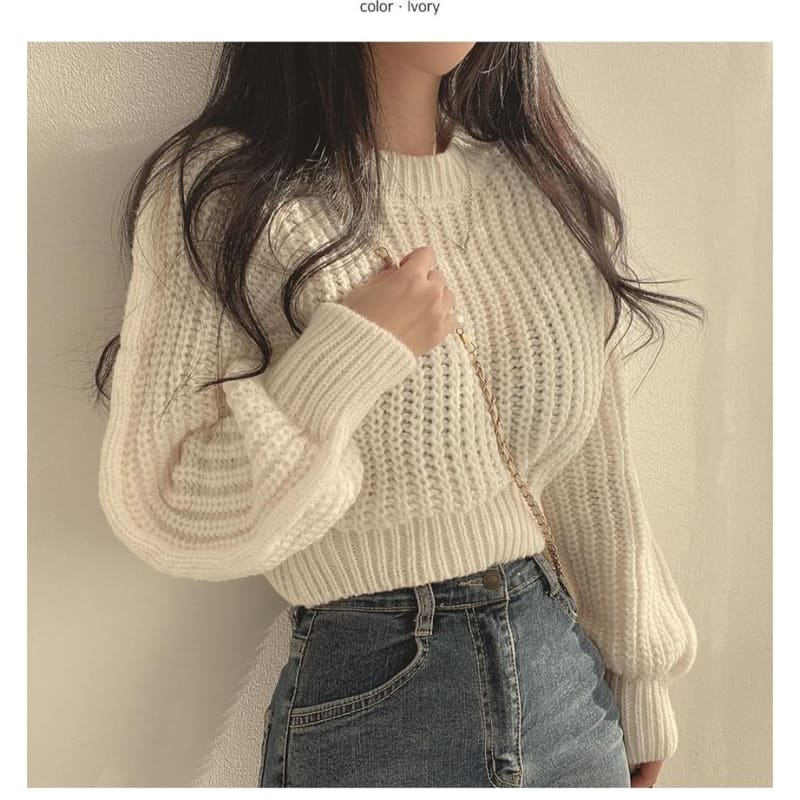 Cropped Crochet-Knit Sweater