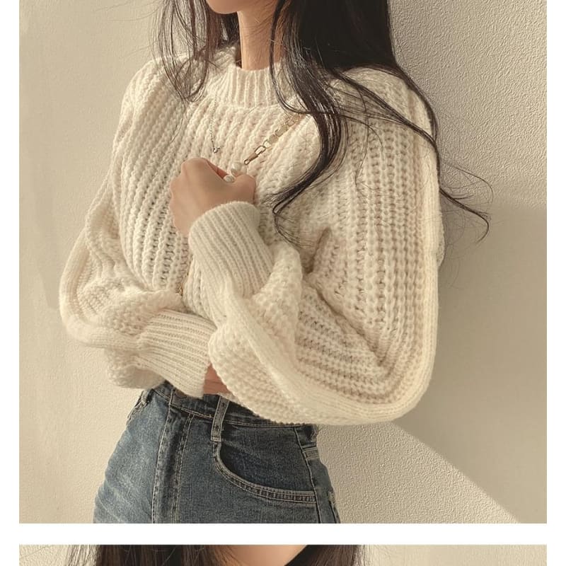 Cropped Crochet-Knit Sweater