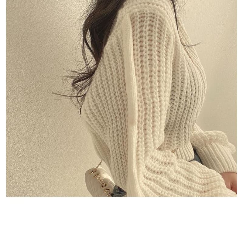 Cropped Crochet-Knit Sweater