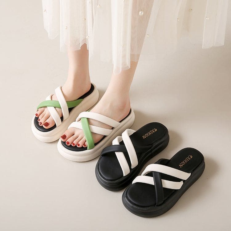 Cross Strap Platform Sandals