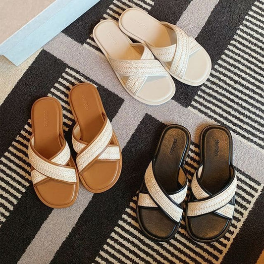 Cross Strap Slide Sandals